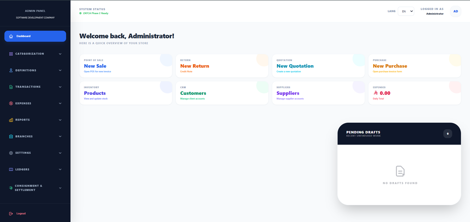 E-Invoice POS dashboard